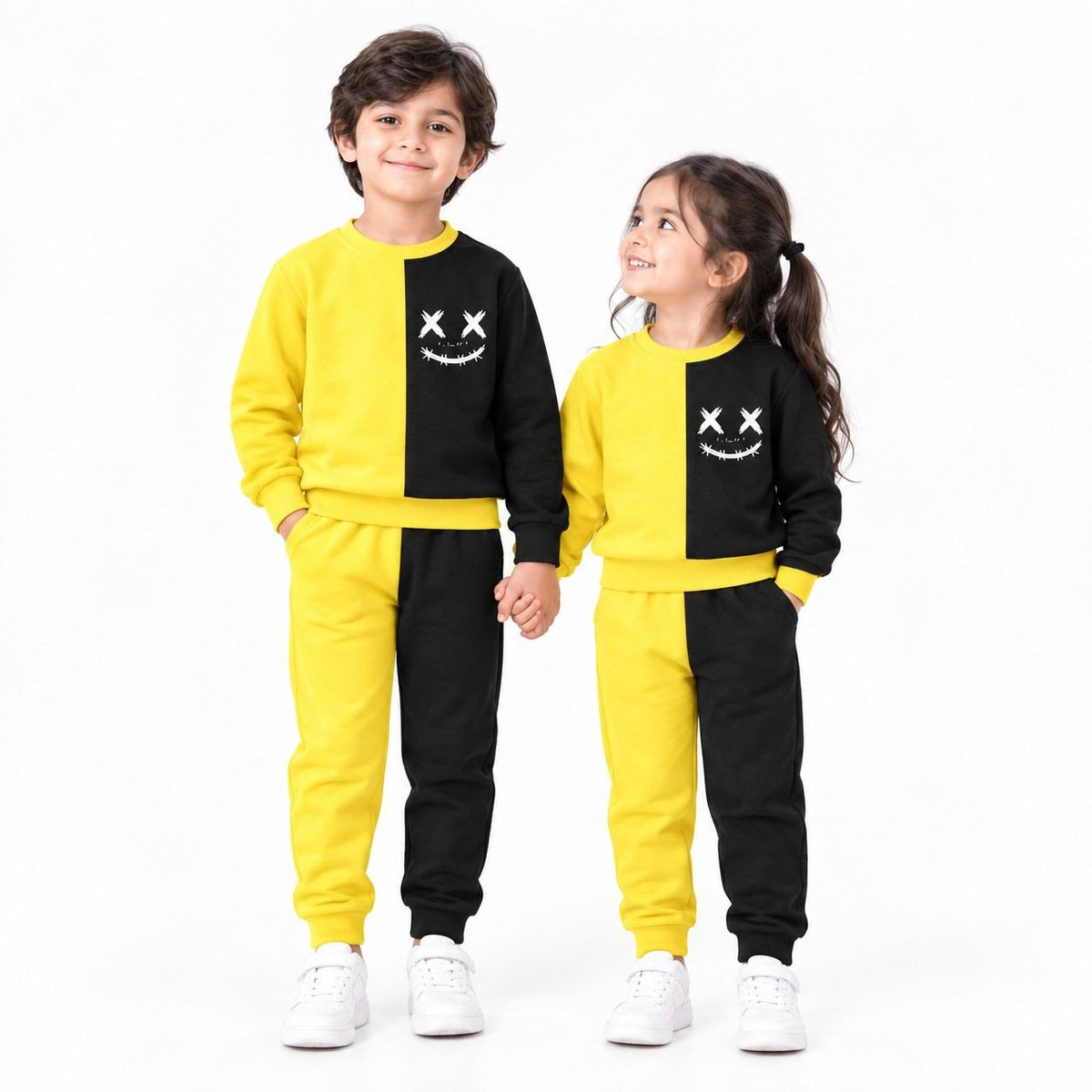Black & Yellow Smiley Winter Tracksuit